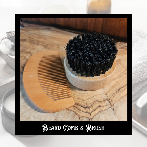 Men's Beard Grooming Kit: Natural Boar Bristle Brush, Pear Wood Dual-Sided Wide Tooth Comb