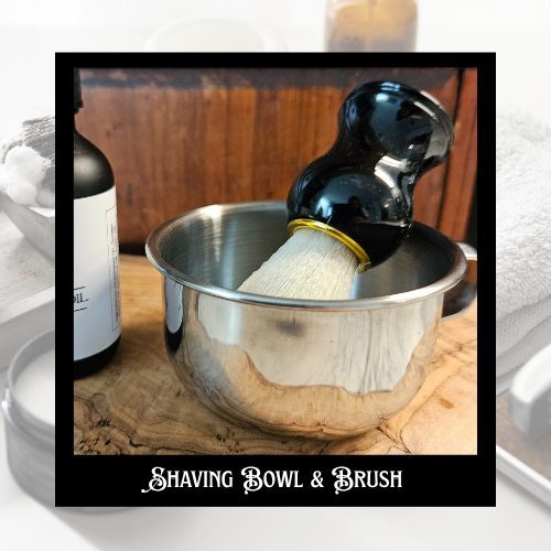 Stainless Steel Mens Shaving Bowl and Premium Quality Hair Bristle Bamboo Black Handle Shave Brush